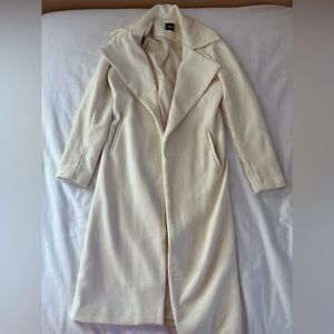 MISSGUIDED US SIZE 0 OFF WHITE/CREAM MAXI COAT